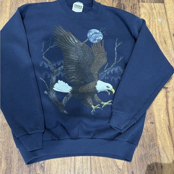 Tultex Tops - Tultex Navy Crewneck Sweatshirt with Eagle Graphic